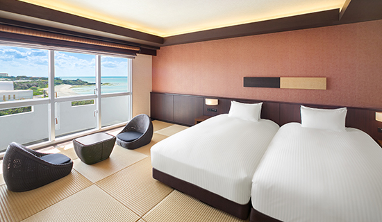 Okinawa Style Room: 2 single beds, Ocean View (Ryukyu Japanese-style room)