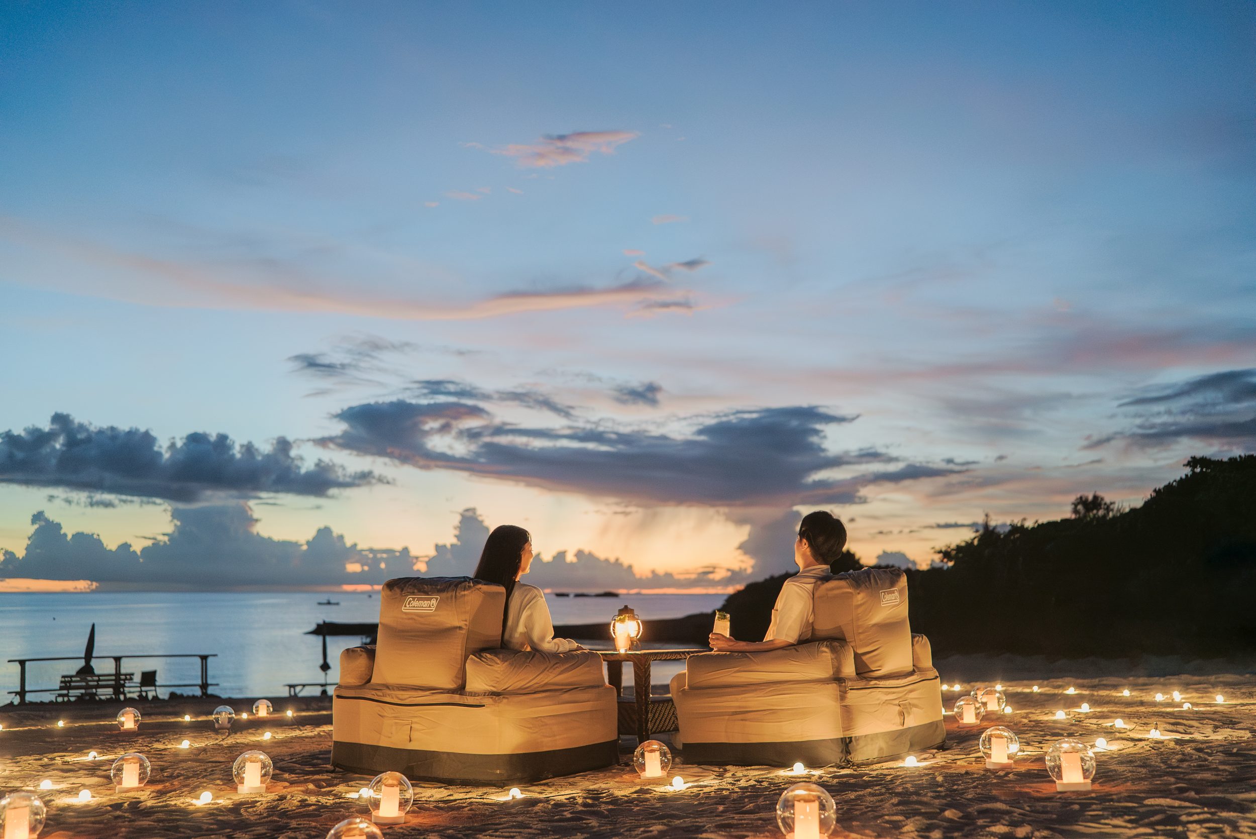 Okinawa Zanpa Illumination, a beach resort at night with all five senses