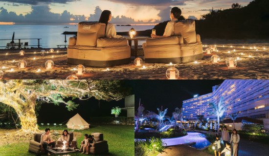 Okinawa Zanpa Illumination, a beach resort at night with all five senses